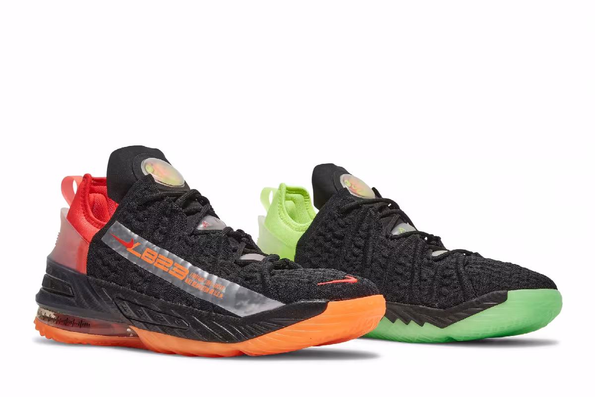 Nike LeBron 18 GS Black Crimson Volt, view 9