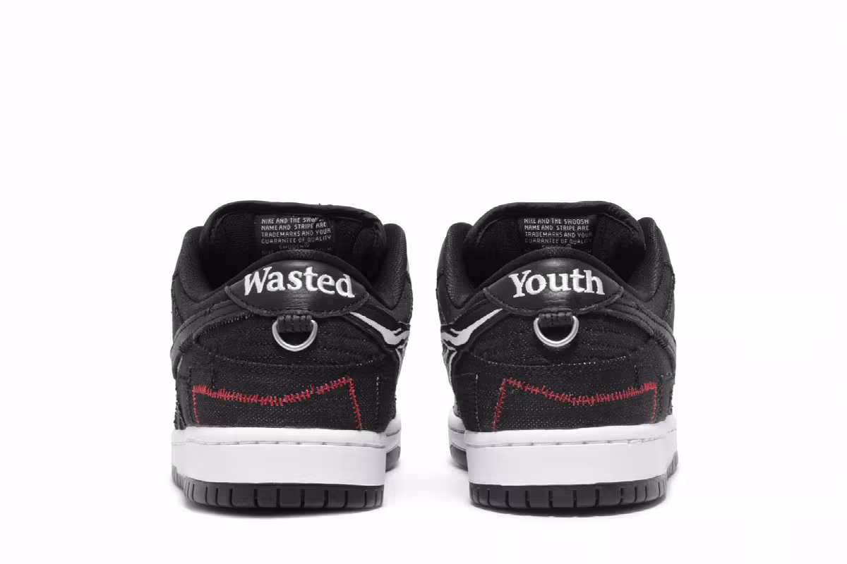 Wasted Youth x Nike Dunk Low SB Black Denim, view 7