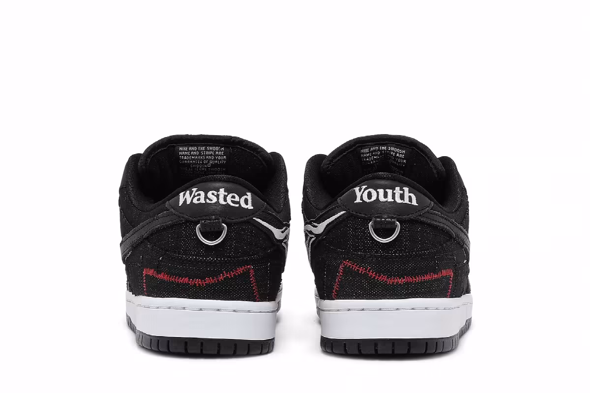 Wasted Youth x Nike Dunk Low SB Black Denim, view 7