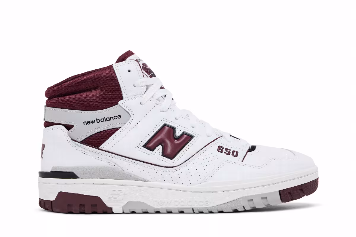New Balance 650R White Burgundy, view 2