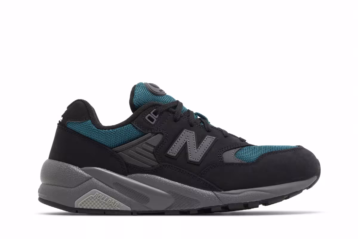 New Balance 580 Black Vintage Teal, view 2
