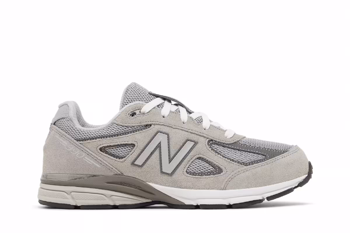 New Balance 990v4 Big Kid Kool Grey Silver Filigree, view 2