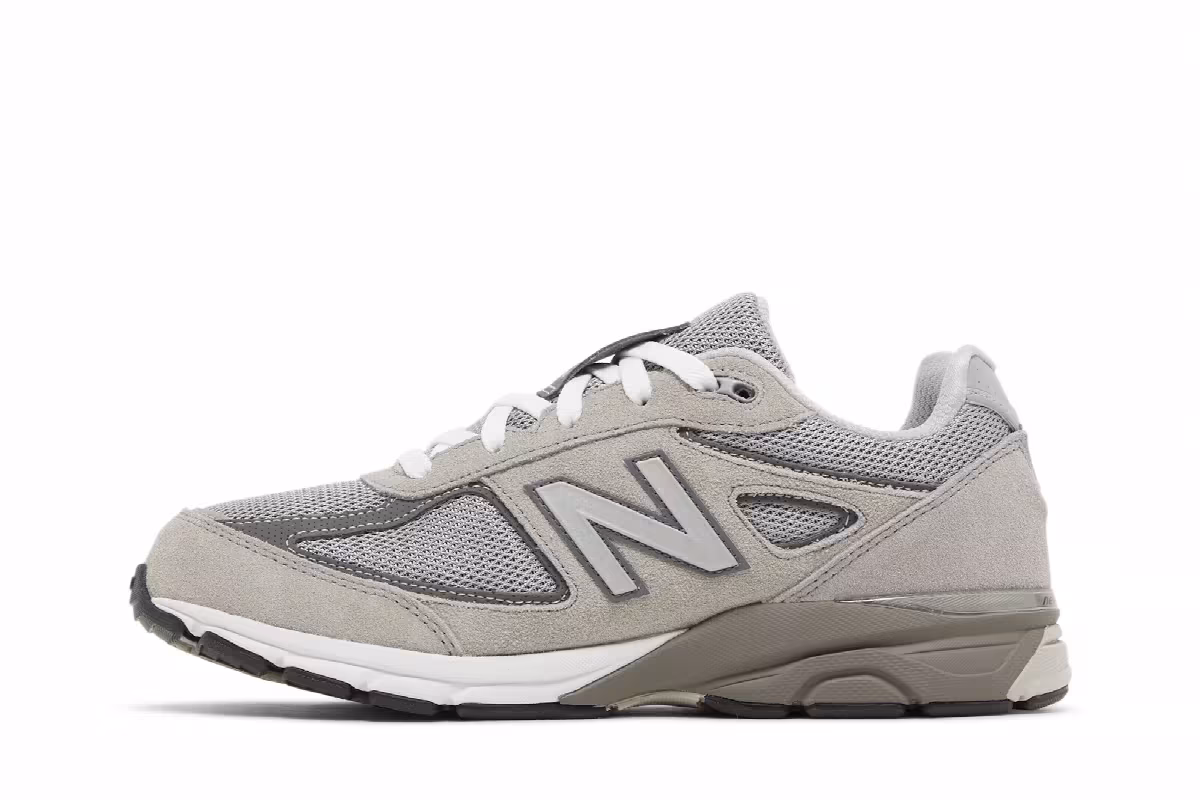 New Balance 990v4 Big Kid Kool Grey Silver Filigree, view 4