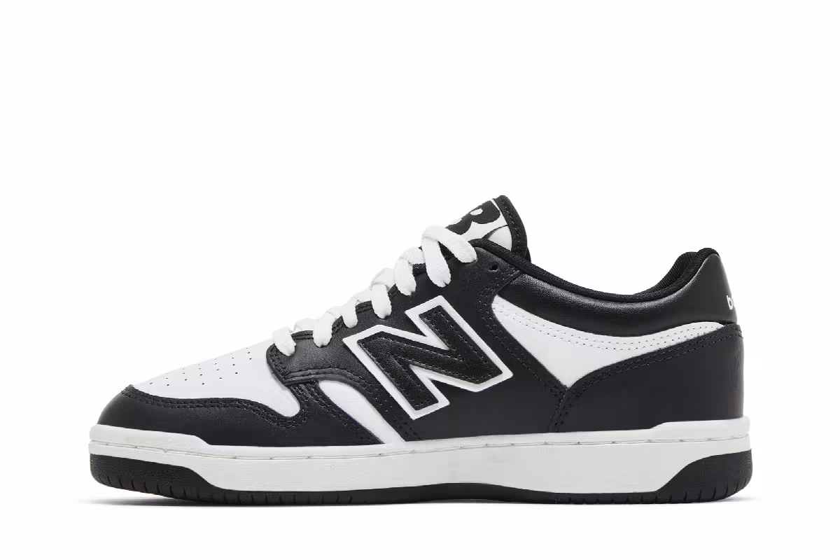 New Balance 480 Big Kid Black White, view 4