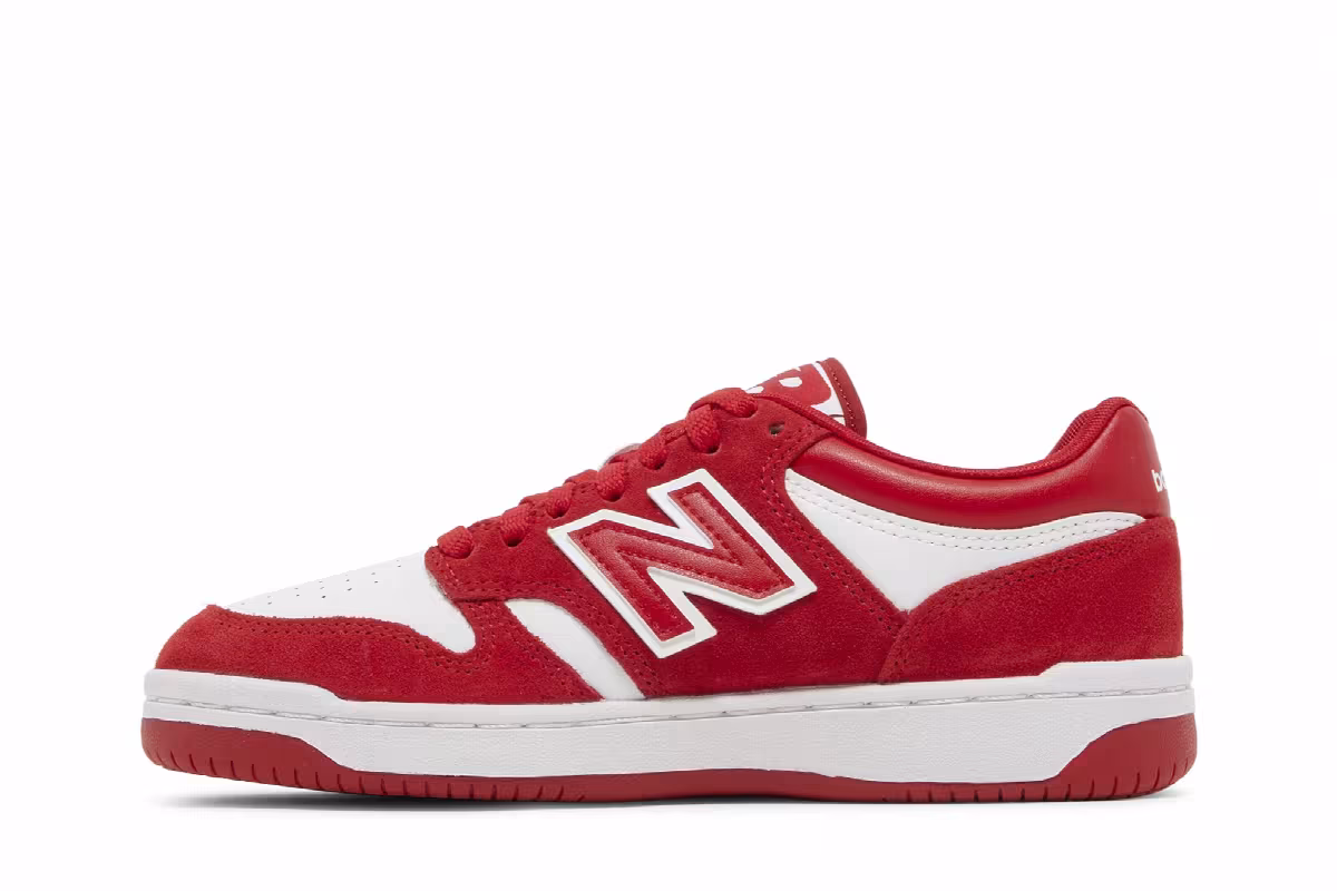 New Balance 480 Big Kid Team Red White, view 4