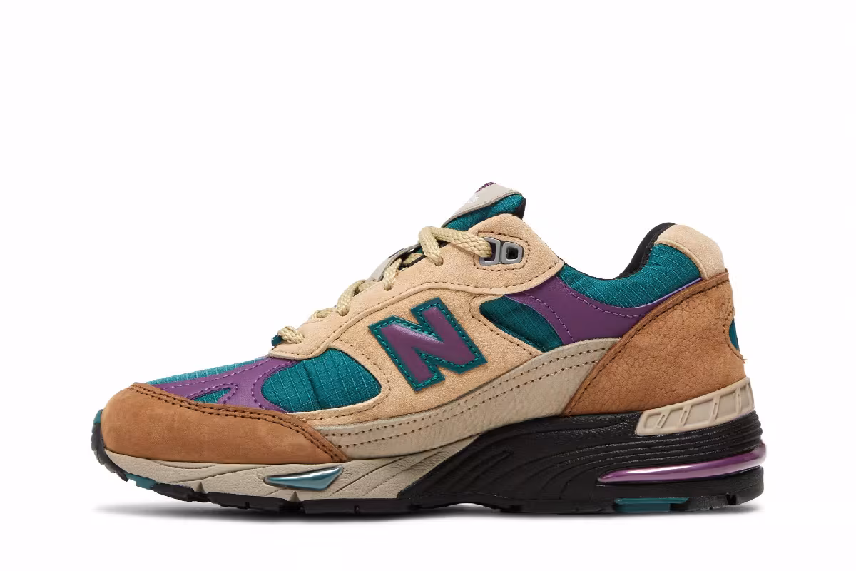 New Balance Palace x Women's 991 Made in England Taos Taupe Grape, view 4