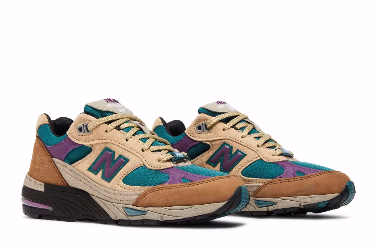 New Balance Palace x Women's 991 Made in England Taos Taupe Grape, view 9