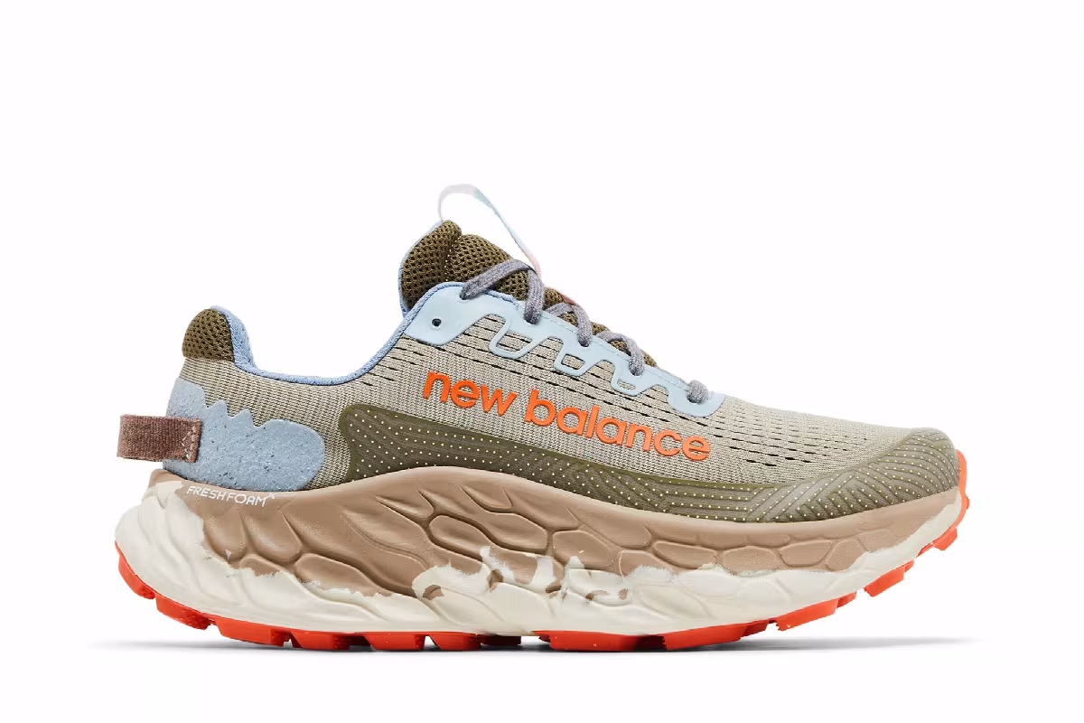 New Balance Fresh Foam X More Trail v3 Fatigue Green Poppy, view 2