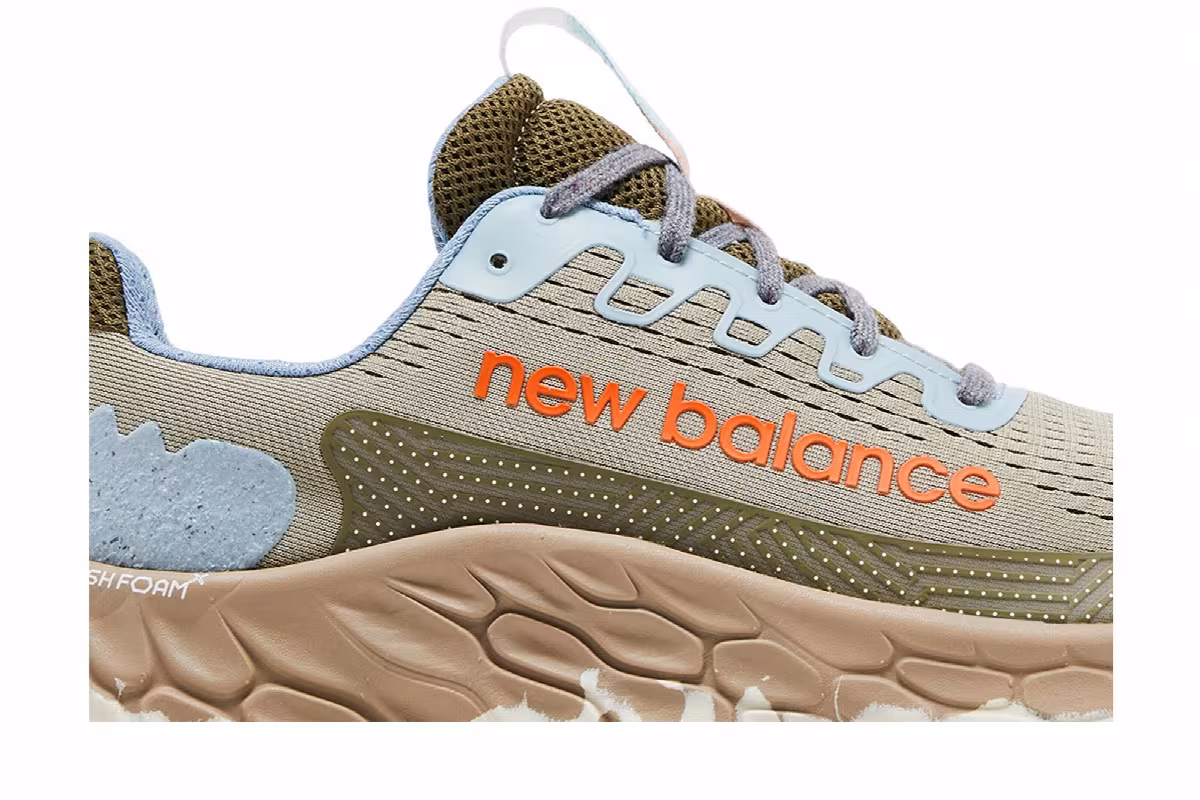 New Balance Fresh Foam X More Trail v3 Fatigue Green Poppy, view 3
