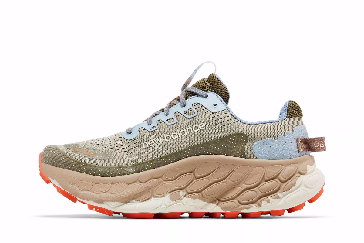 New Balance Fresh Foam X More Trail v3 Fatigue Green Poppy, view 4