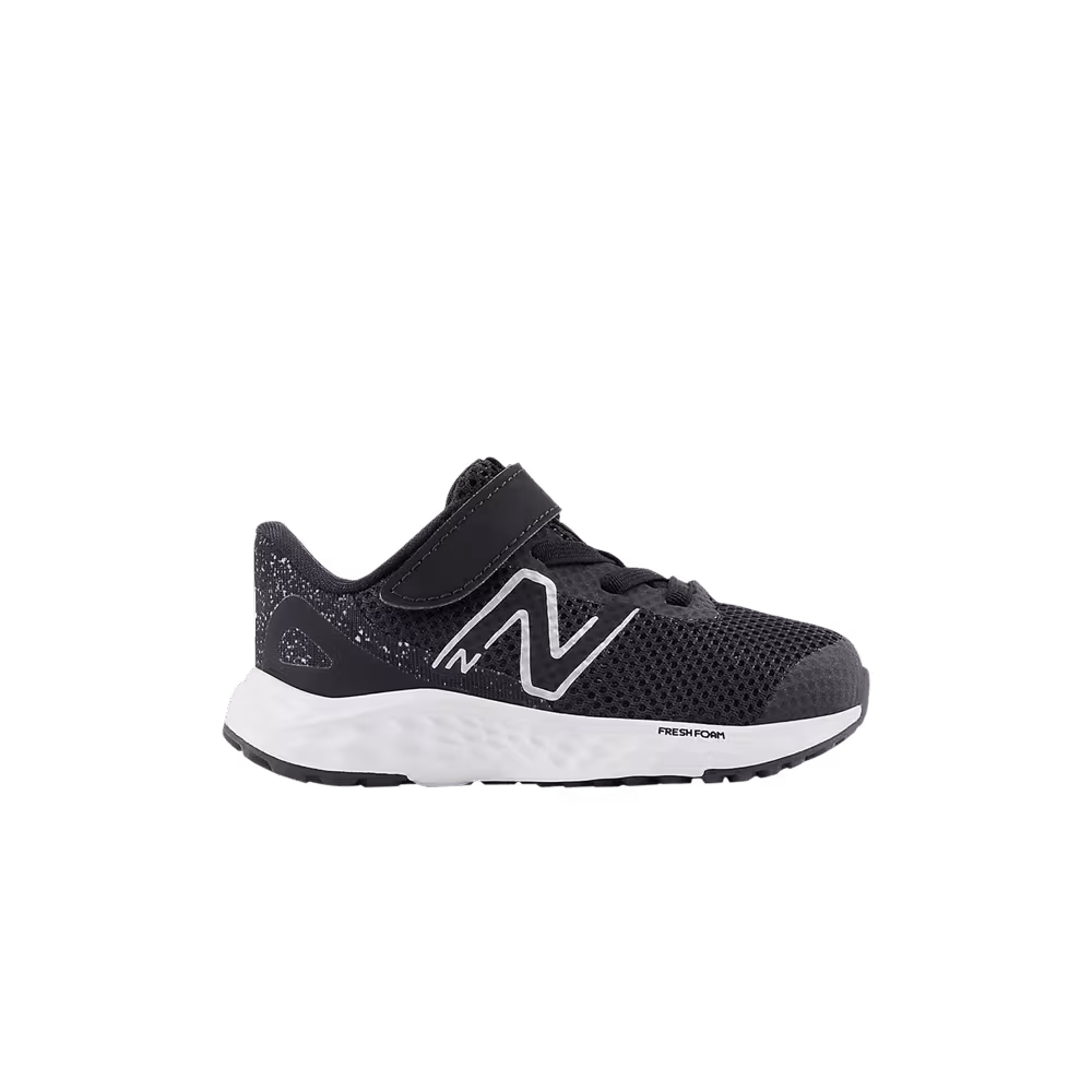 New Balance Fresh Foam Arishi v4 Bungee Lace Top Strap Toddler Wide Black Silver Metallic