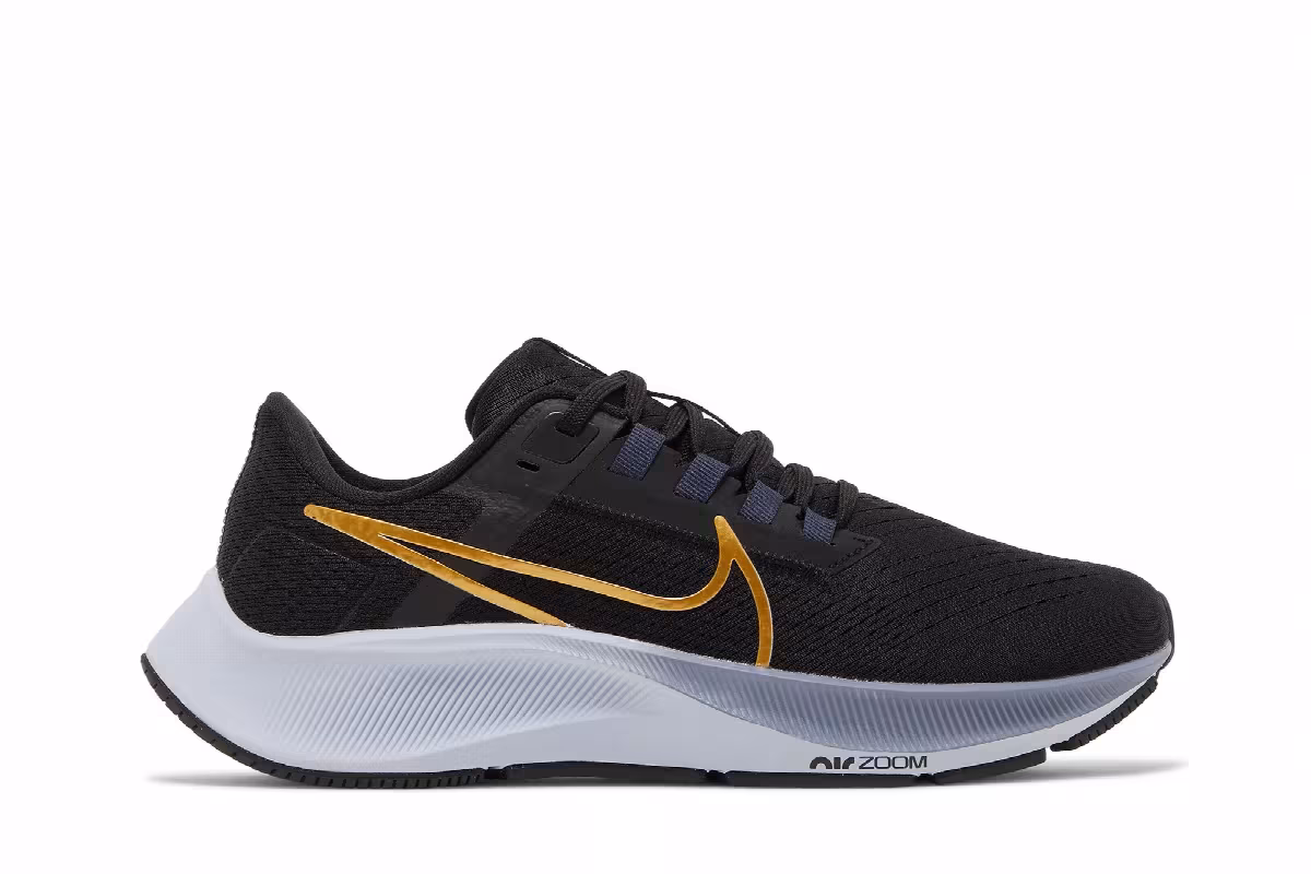 Nike Women's Air Zoom Pegasus 38 Black Metallic Gold Coin, view 2