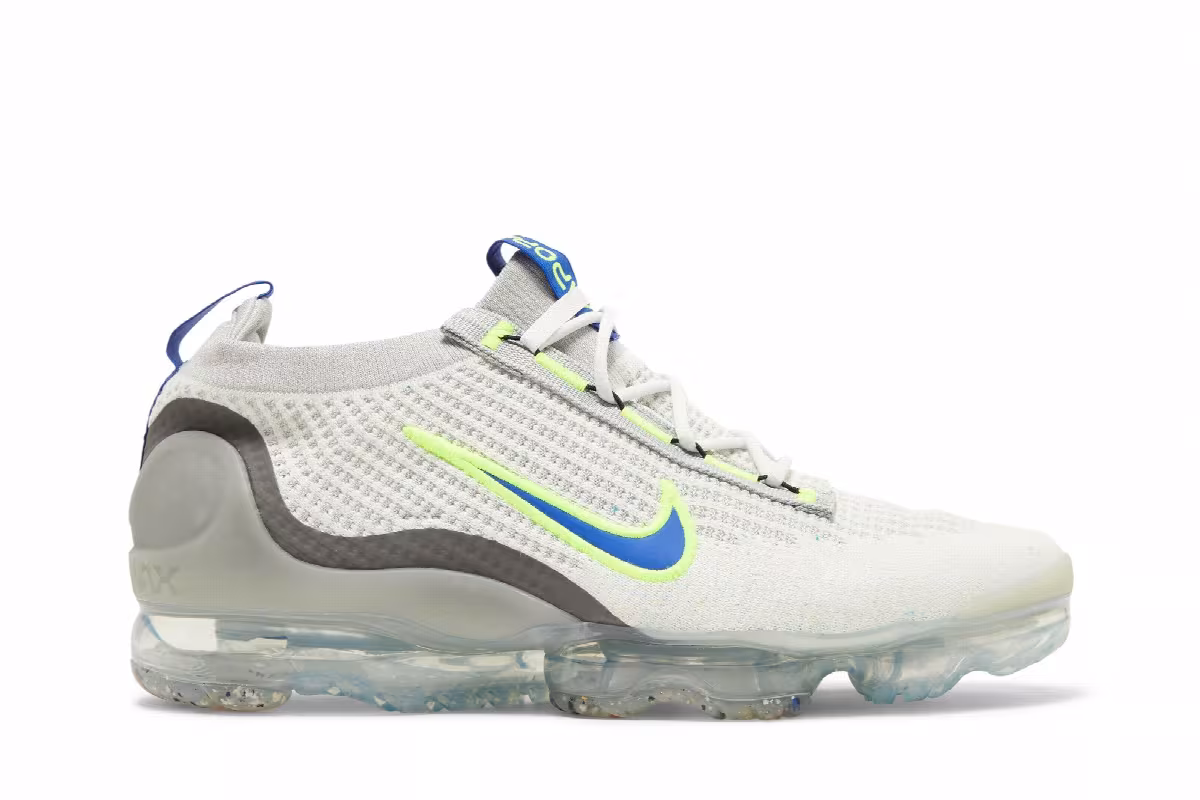 Nike Air Vapormax 2021 Flyknit White Volt Hyper Royal, view 2