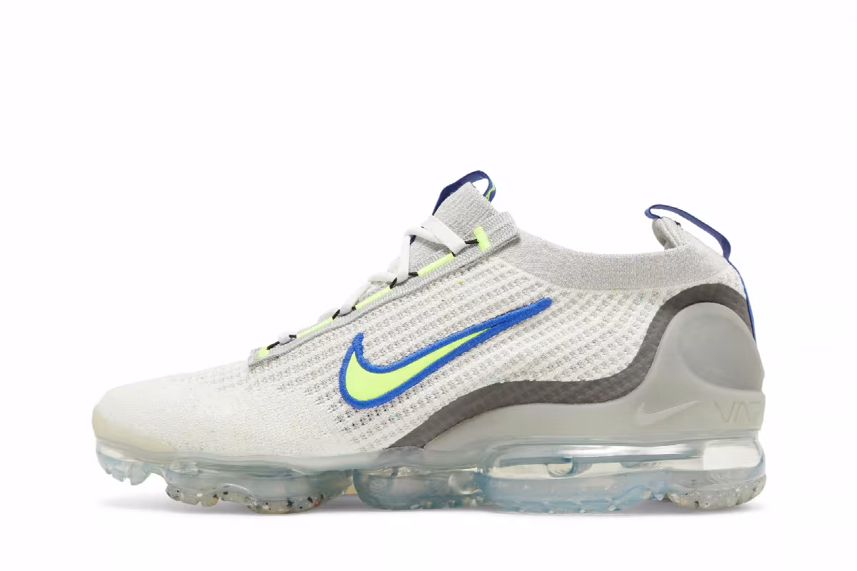 Nike Air Vapormax 2021 Flyknit White Volt Hyper Royal, view 4