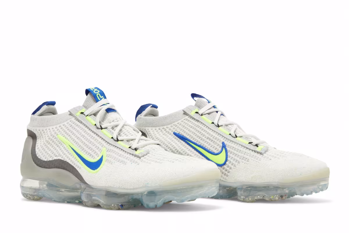 Nike Air Vapormax 2021 Flyknit White Volt Hyper Royal, view 9