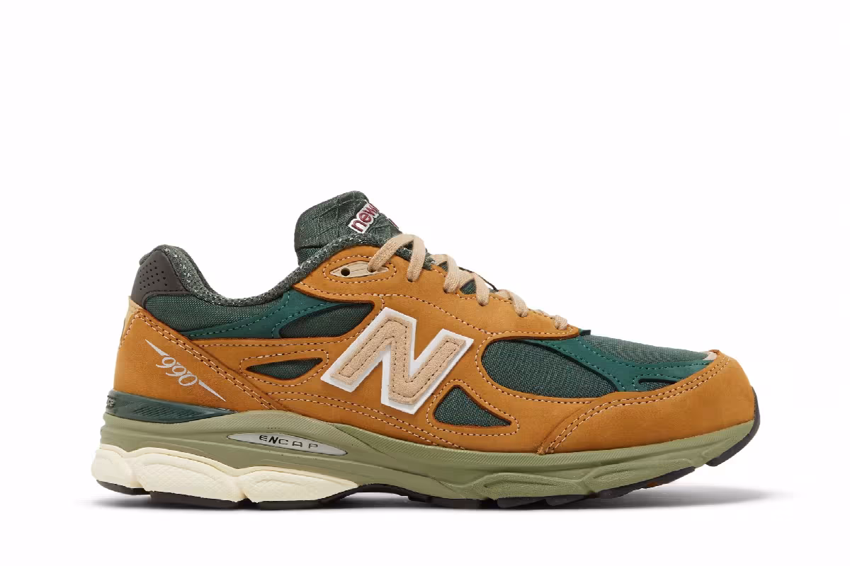Teddy Santis x New Balance 990v3 Made in USA Tan Green, view 2