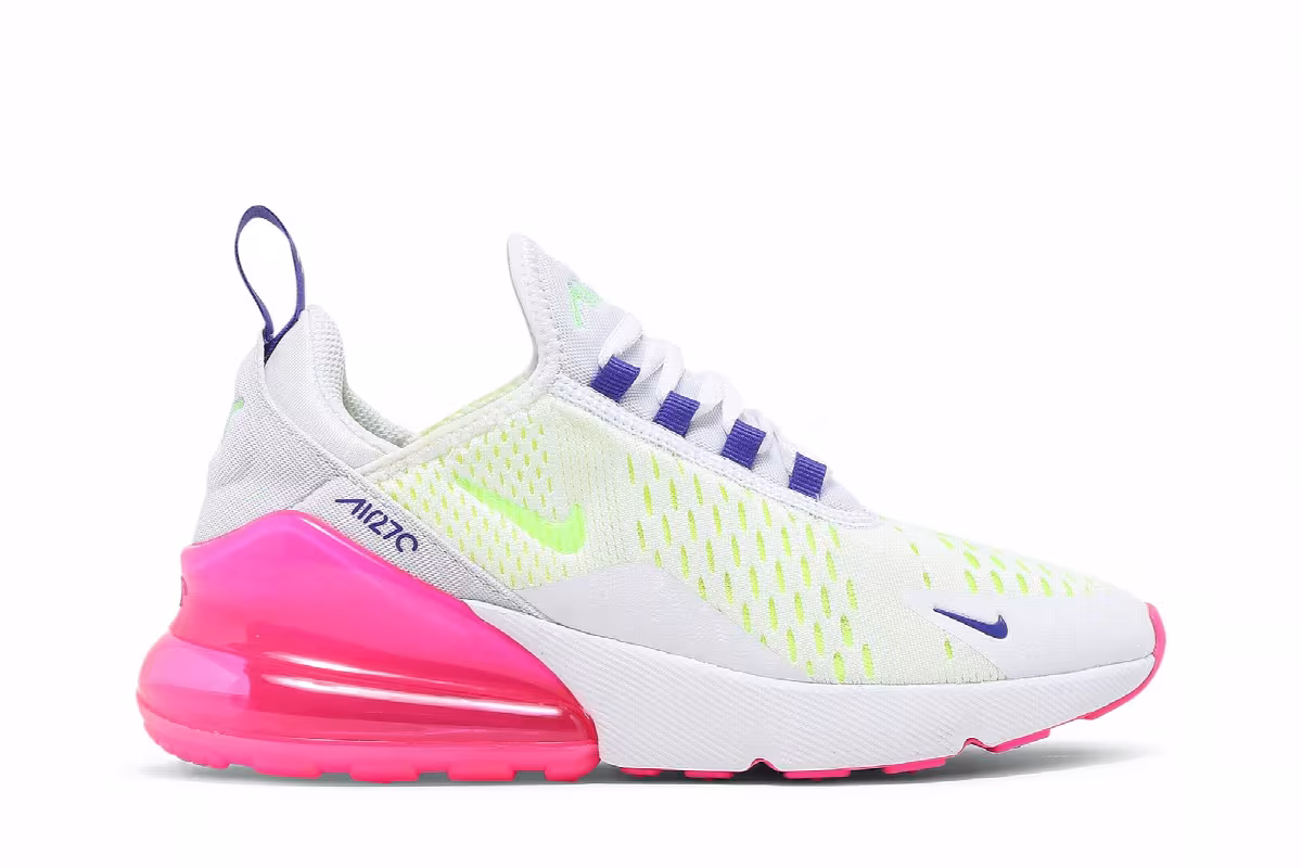 Nike Women's Air Max 270 White Pink Blast Volt, view 2