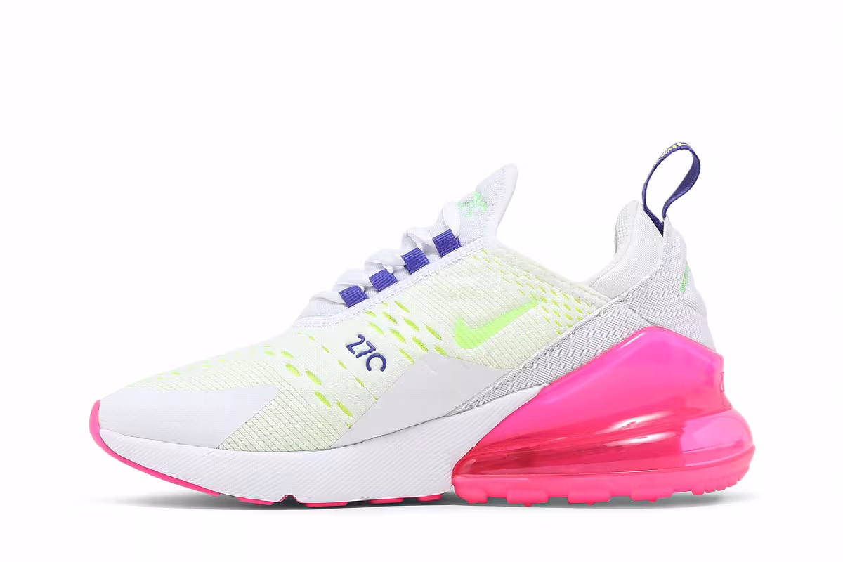 Nike Women's Air Max 270 White Pink Blast Volt, view 4