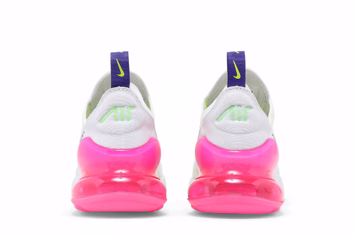 Nike Women's Air Max 270 White Pink Blast Volt, view 7