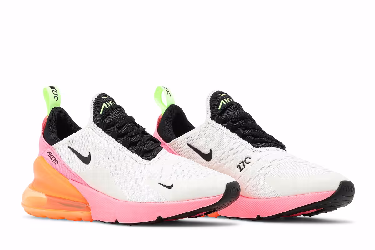 Nike Women's Air Max 270 Summit White Sunset Pulse, view 9