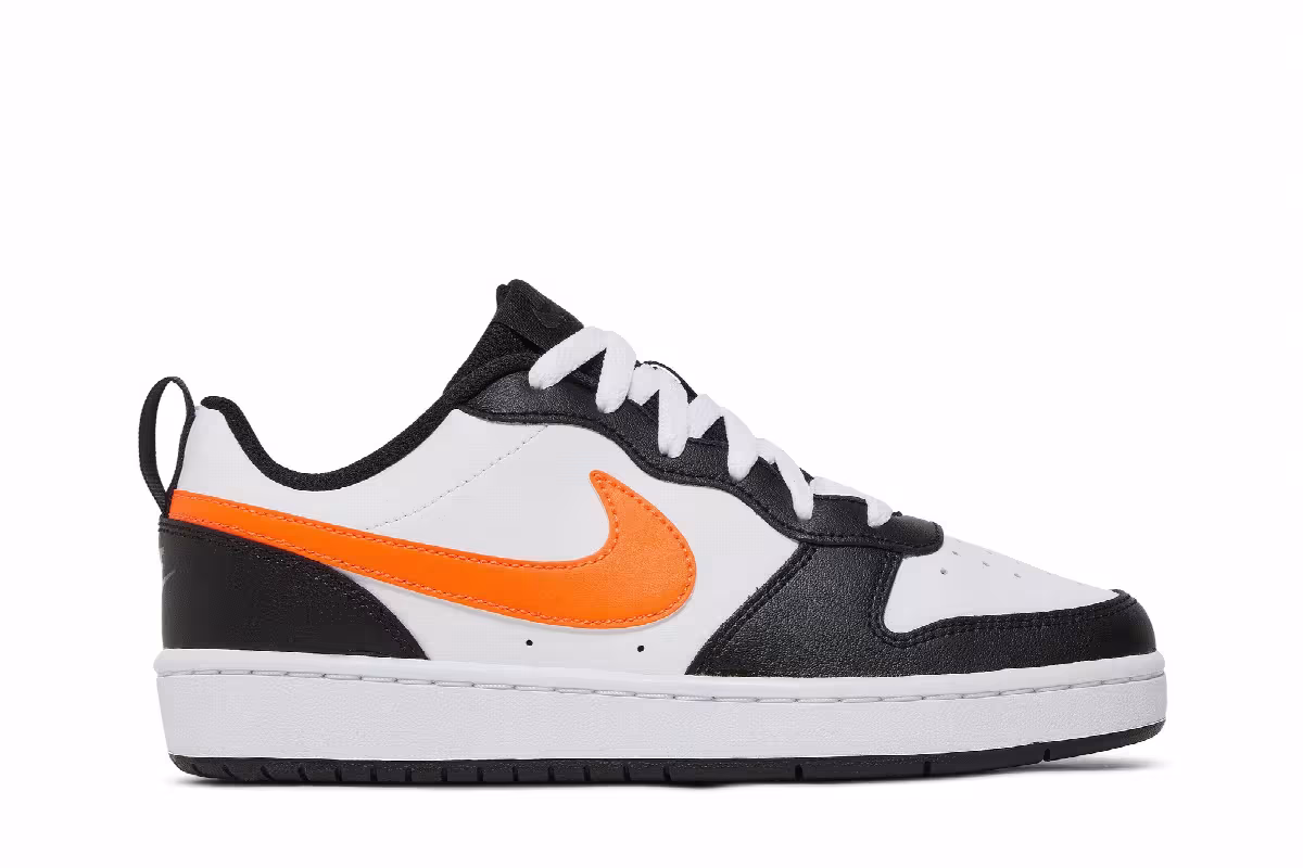 Nike Court Borough Low 2 GS White Black Orange, view 2