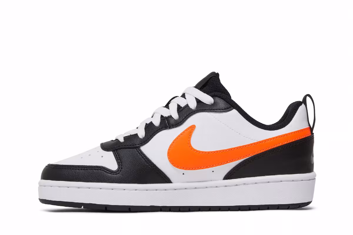 Nike Court Borough Low 2 GS White Black Orange, view 4