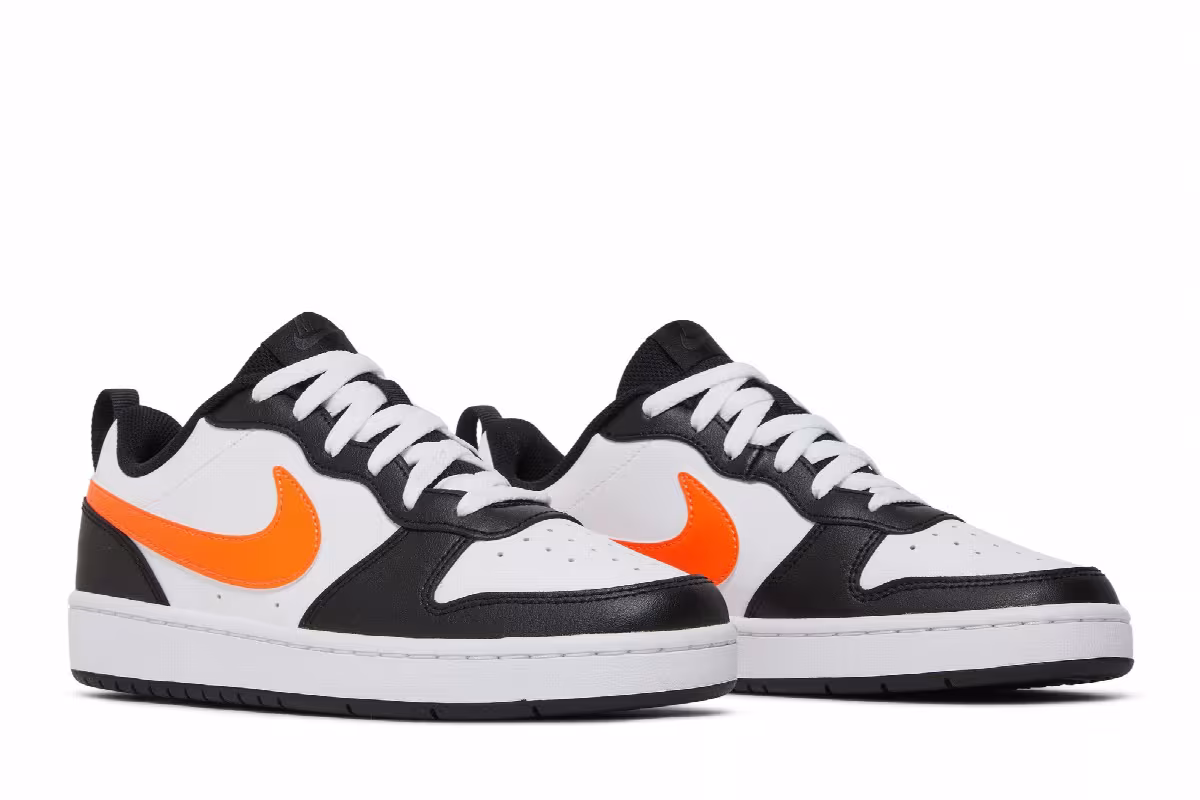 Nike Court Borough Low 2 GS White Black Orange, view 9