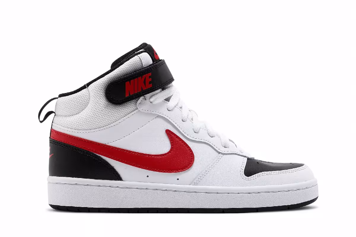 Nike Court Borough Mid 2 GS White University Red, view 2