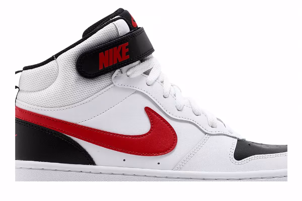 Nike Court Borough Mid 2 GS White University Red, view 3