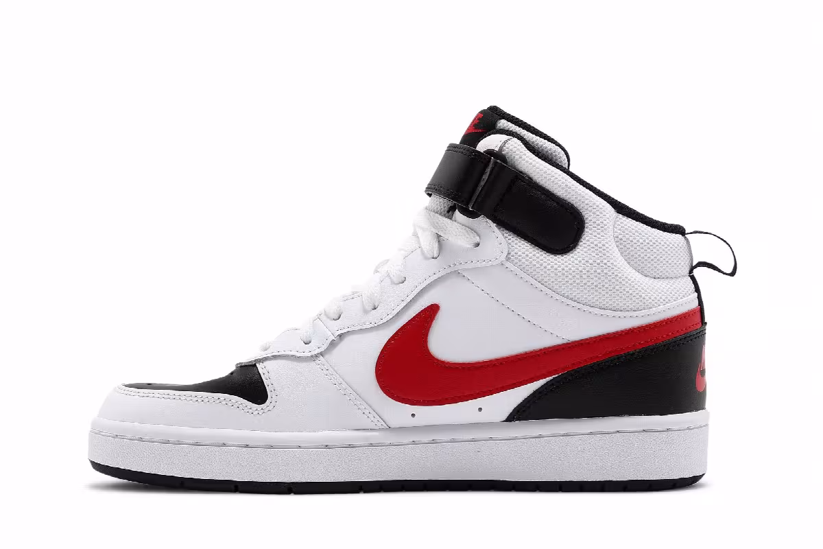 Nike Court Borough Mid 2 GS White University Red, view 4