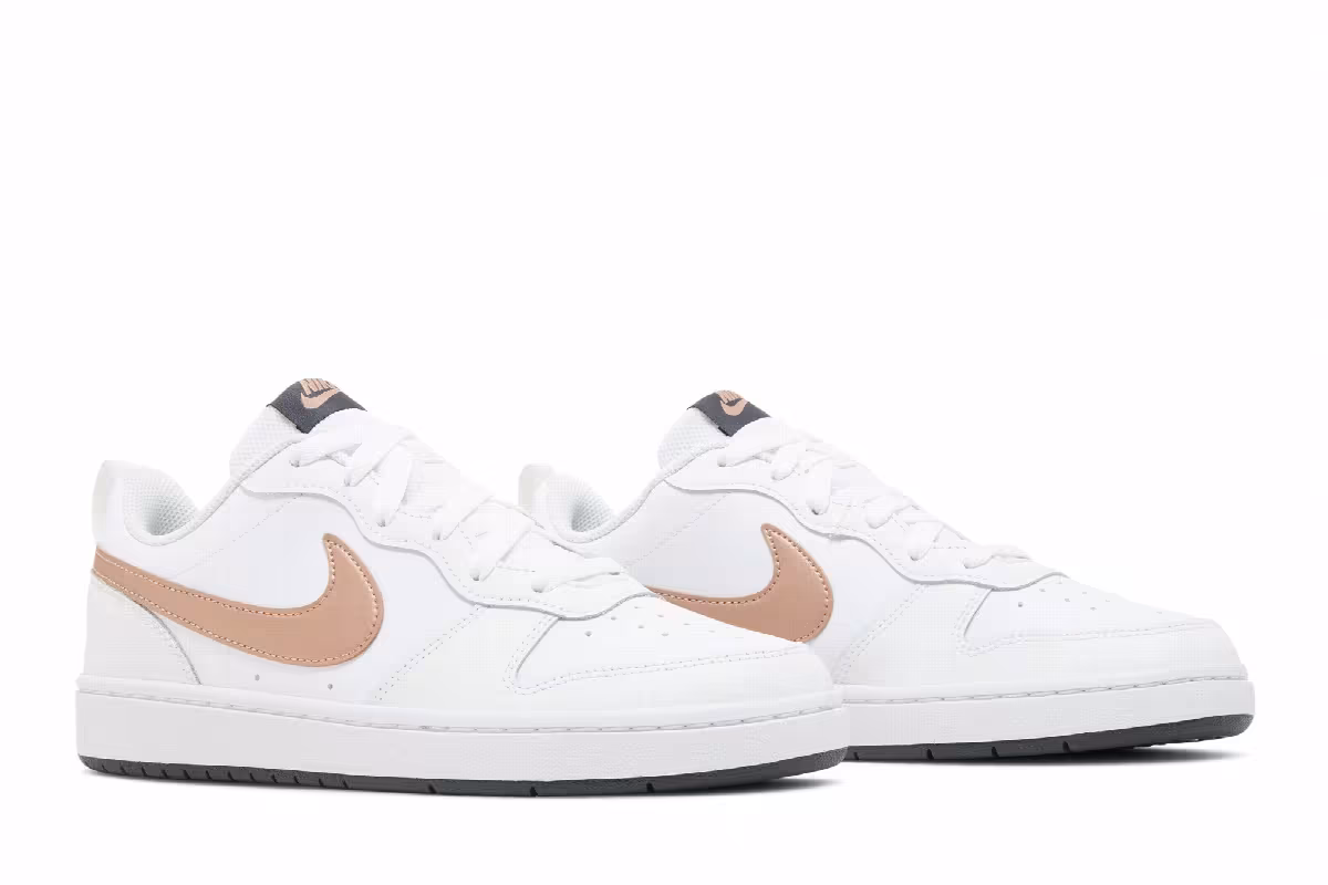 Nike Court Borough Low 2 GS White Metallic Red Bronze, view 9