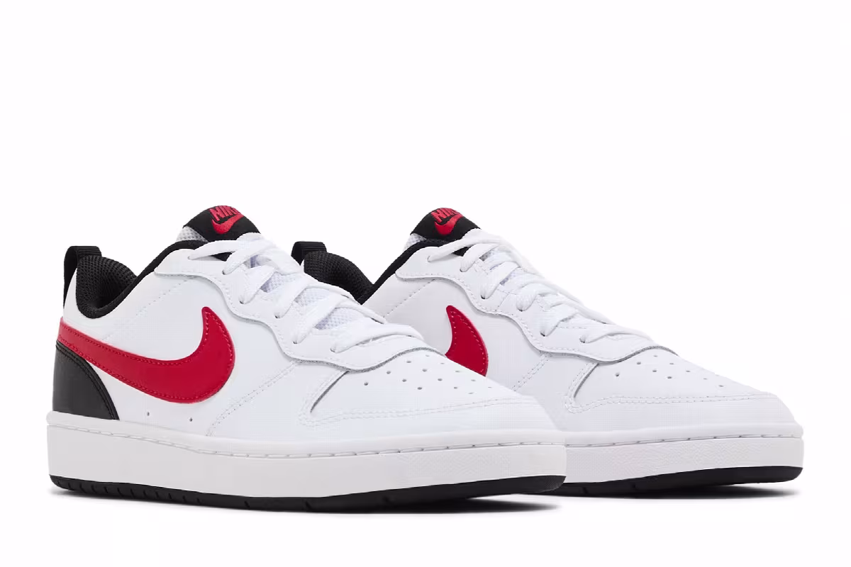 Nike Court Borough Low 2 GS White University Red, view 9