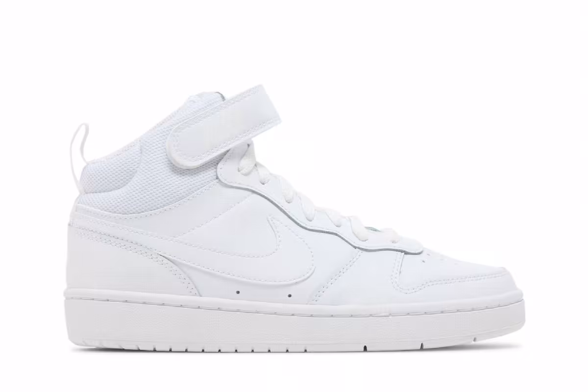 Nike Court Borough Mid 2 GS Triple White, view 2