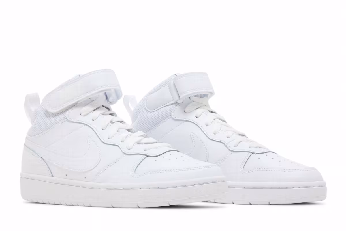 Nike Court Borough Mid 2 GS Triple White, view 9