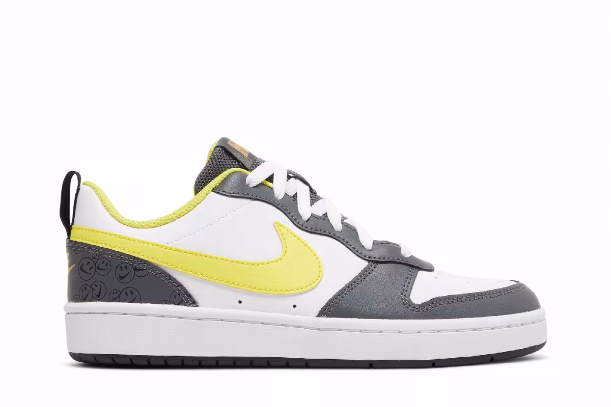 Nike Court Borough Low 2 SE GS White Yellow Strike, view 2