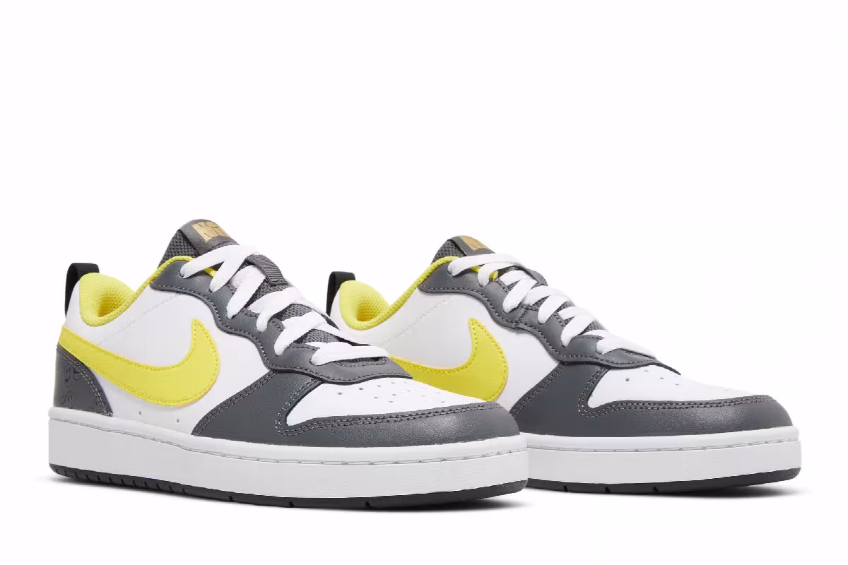 Nike Court Borough Low 2 SE GS White Yellow Strike, view 9