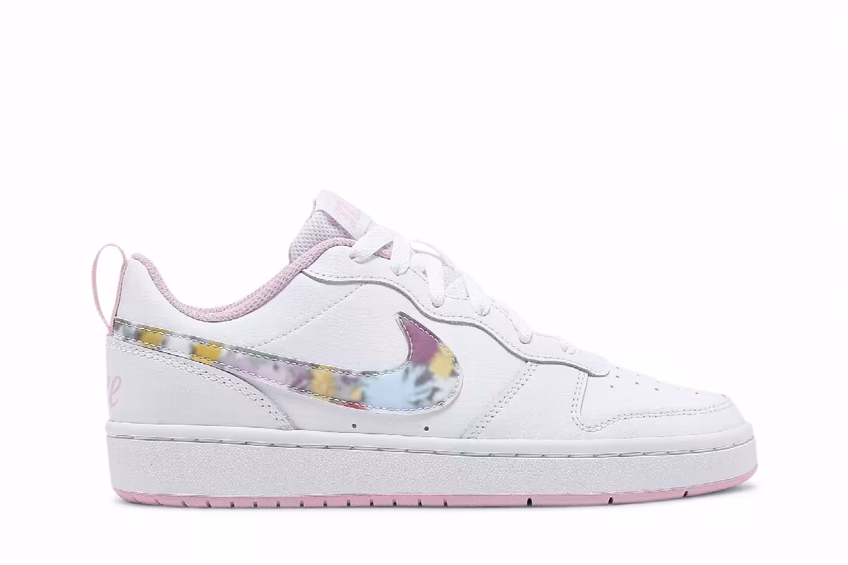 Nike Court Borough Low 2 SE GS Floral Swoosh, view 2