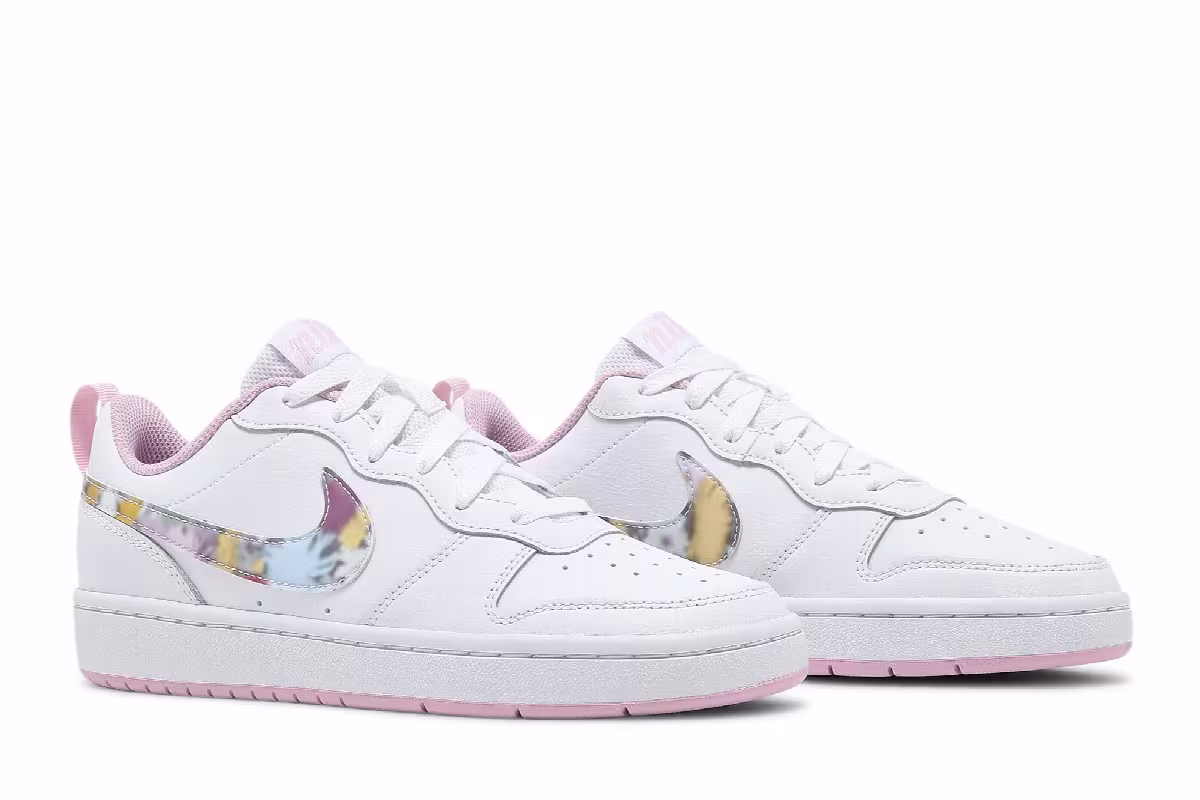 Nike Court Borough Low 2 SE GS Floral Swoosh, view 9