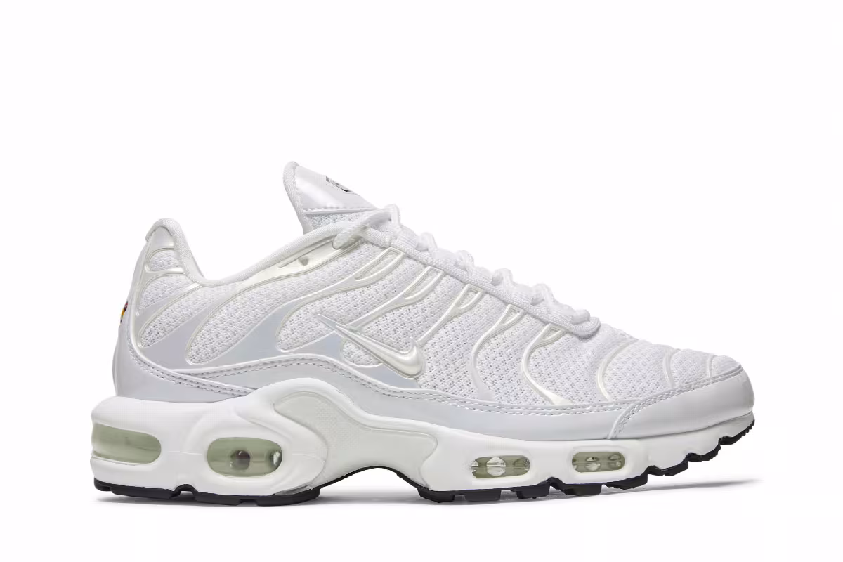 Nike Women's Air Max Plus Premium Triple White, view 2