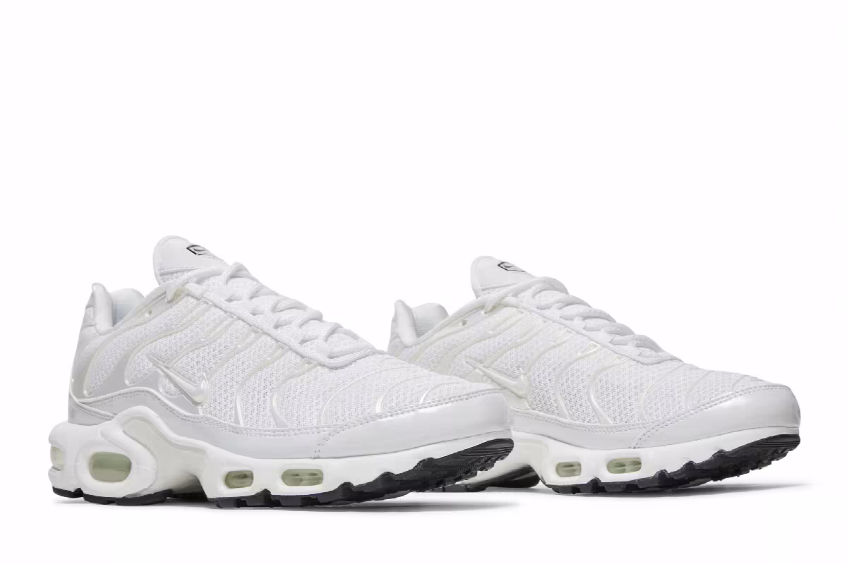 Nike Women's Air Max Plus Premium Triple White, view 9