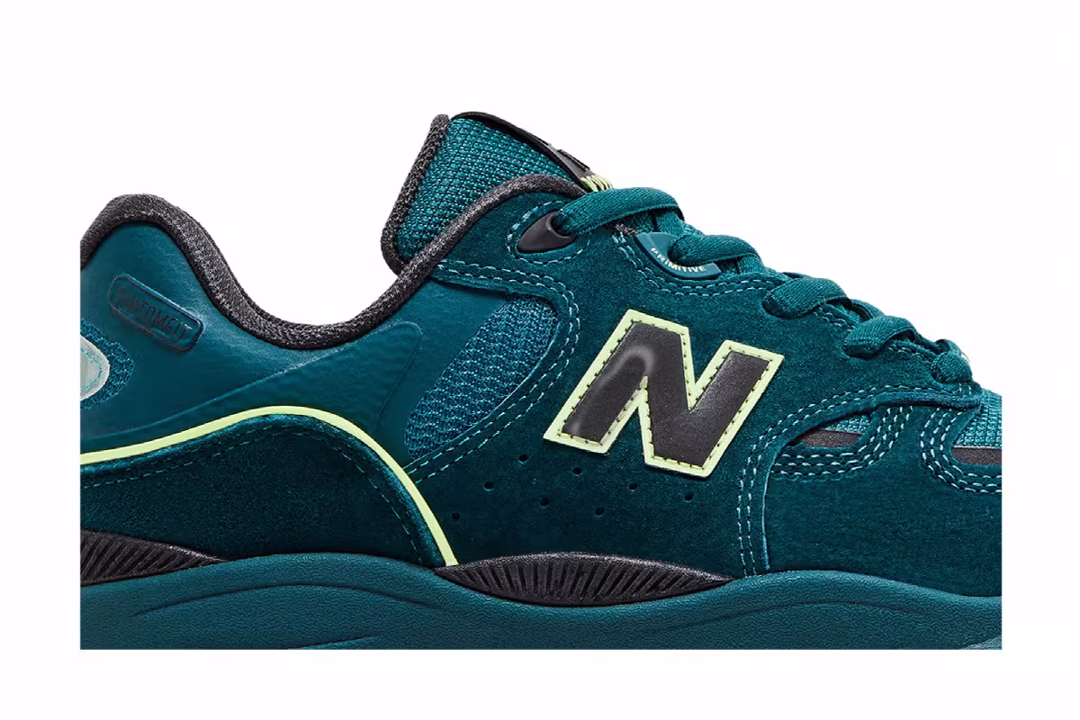 New Balance Tiago Lemos x Numeric 1010 Deep Teal Lime Green, view 3