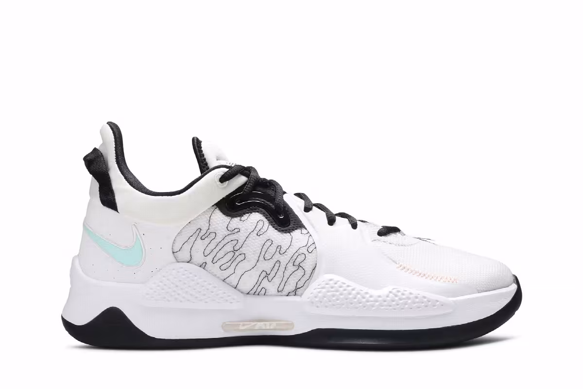 Nike PG 5 White Black, view 2