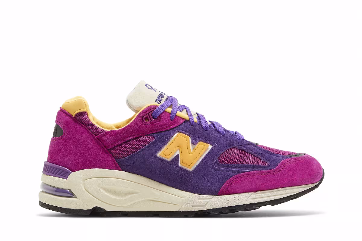 Teddy Santis x New Balance 990v2 Made in USA Purple Yellow, view 2
