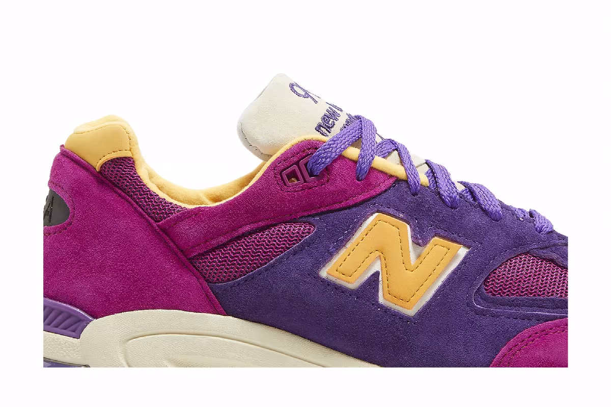 Teddy Santis x New Balance 990v2 Made in USA Purple Yellow, view 3