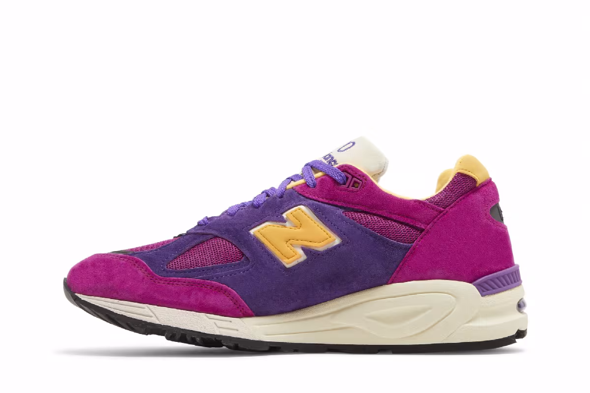 Teddy Santis x New Balance 990v2 Made in USA Purple Yellow, view 4