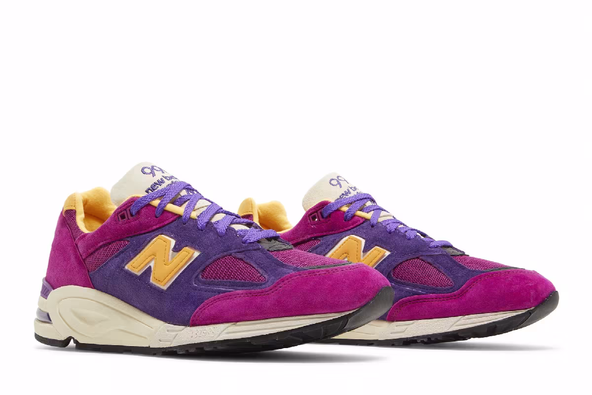 Teddy Santis x New Balance 990v2 Made in USA Purple Yellow, view 9
