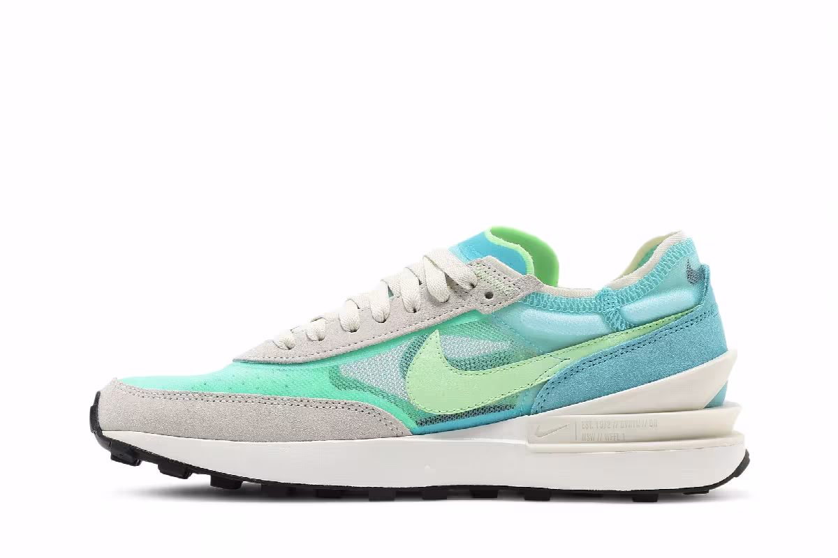 Nike Women's Waffle One Bleached Aqua Lime Glow, view 4