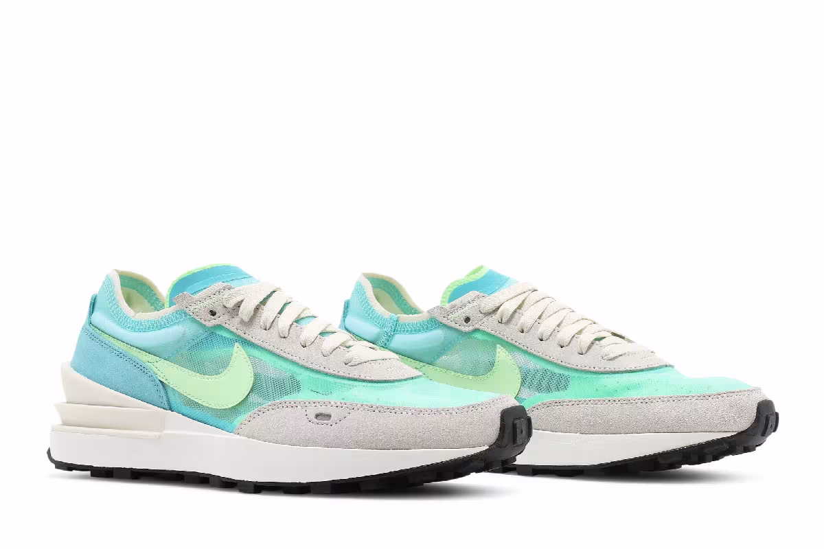 Nike Women's Waffle One Bleached Aqua Lime Glow, view 9