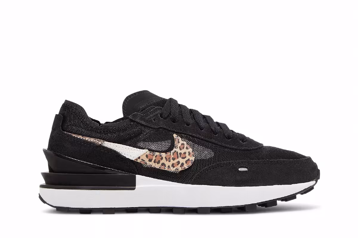 Nike Women's Waffle One Black Leopard, view 2
