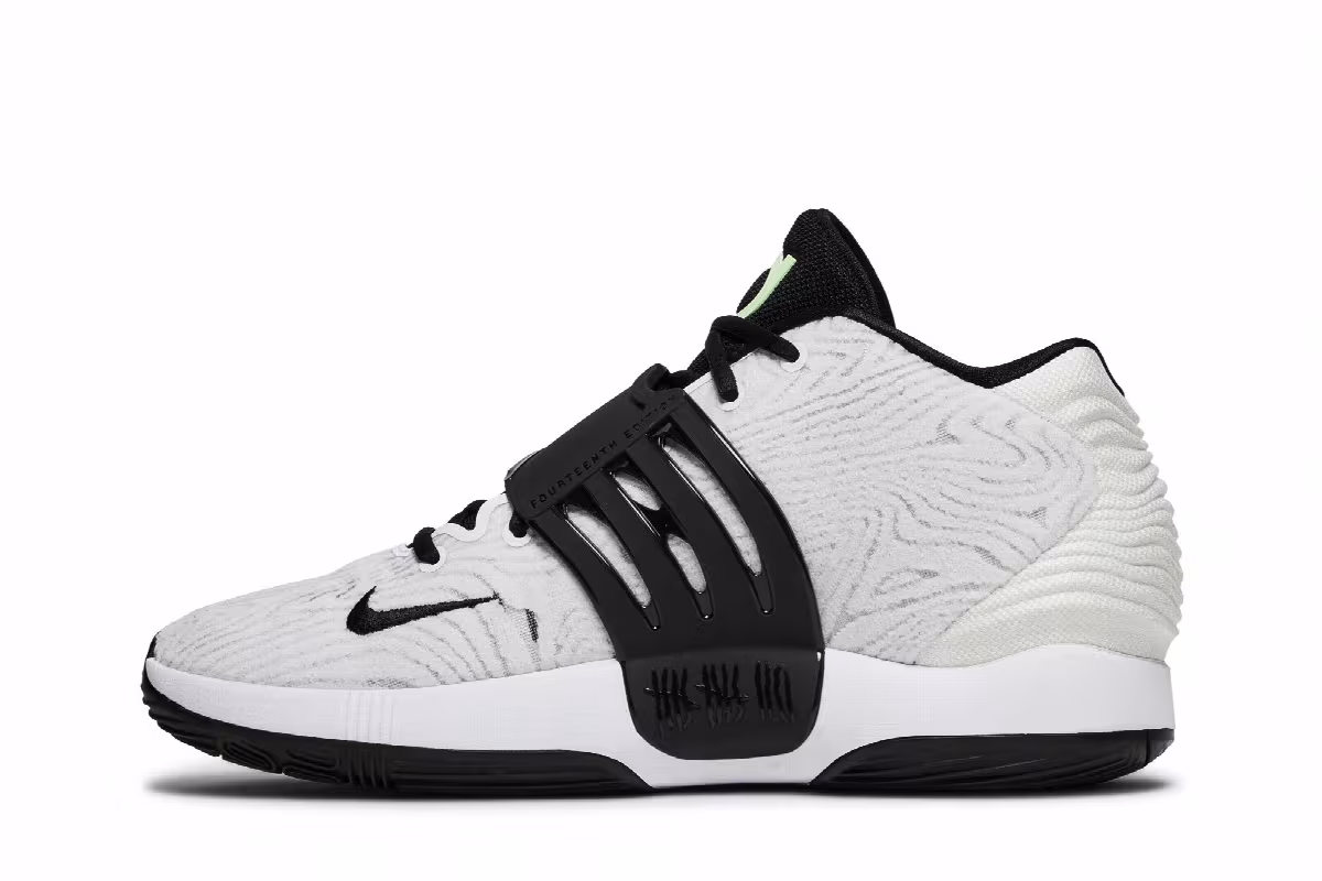 Nike KD 14 TB White Black, view 4